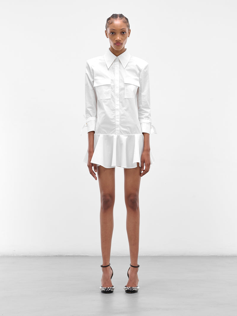 White Cotton Poplin Mini Dress (POPELINE-DRESS-WHITE)