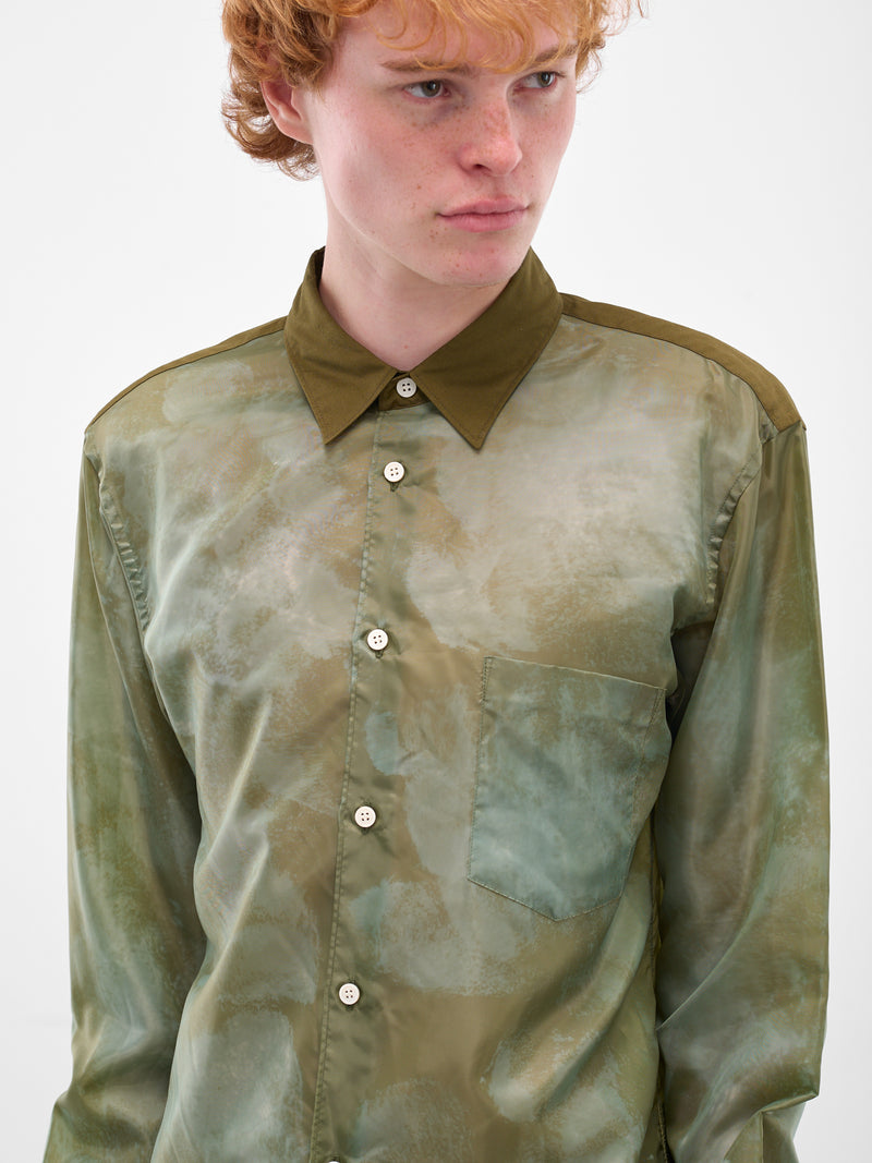 Green Abstract Button-Up Shirt (PP-B011-051-1-KHAKI)