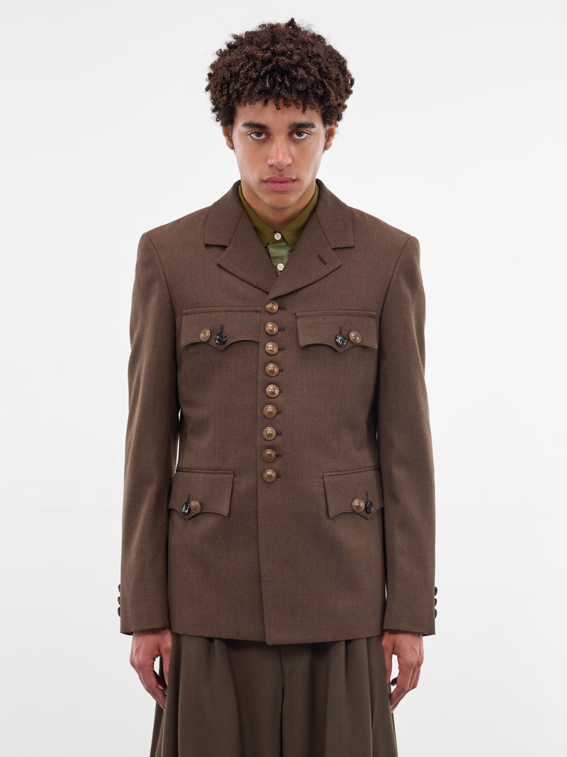 Brown Military Cut Wool Blazer (PP-J004-W25-TOP-BROWN)