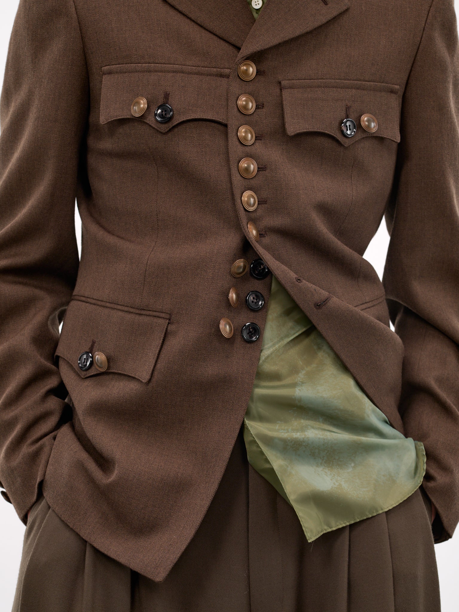 Brown Military Cut Wool Blazer (PP-J004-W25-TOP-BROWN)