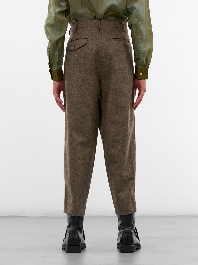 Khaki Wool Gabardine Pleated Trousers (PP-P032-W25-KHAKI)