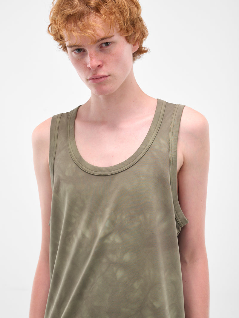 Green Abstract Print Tank Top (PP-T027-051-1-KHAKI)
