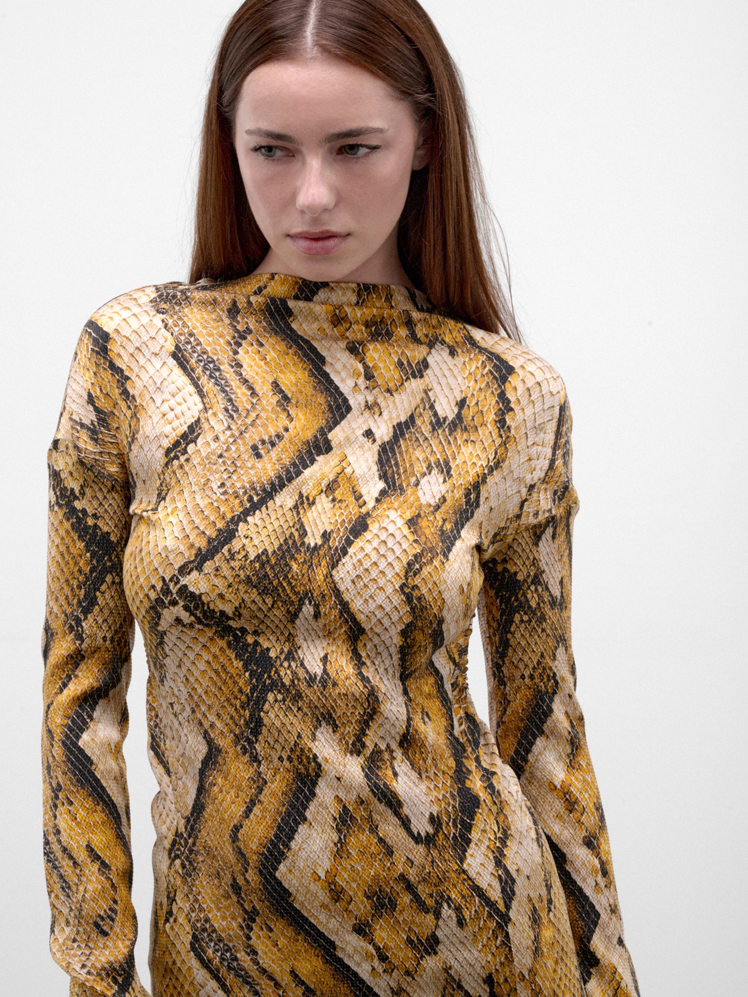 The Rattler Silk Maxi Dress (PPFW26DR01826-9970-YELLOW-SNAK)