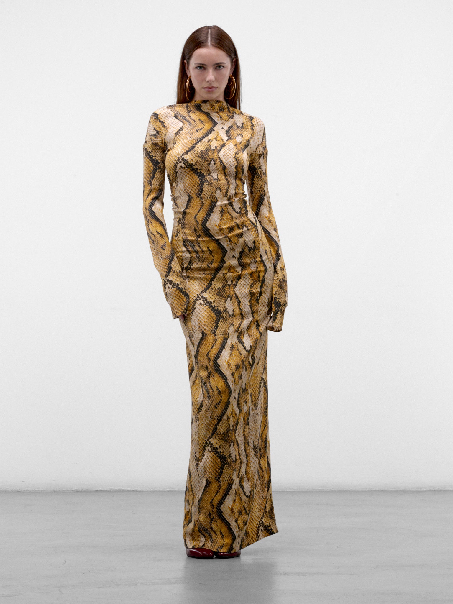 The Rattler Silk Maxi Dress (PPFW26DR01826-9970-YELLOW-SNAK)