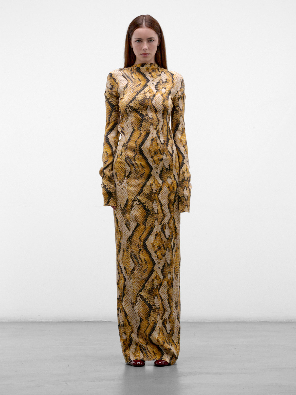 The Rattler Silk Maxi Dress (PPFW26DR01826-9970-YELLOW-SNAK)