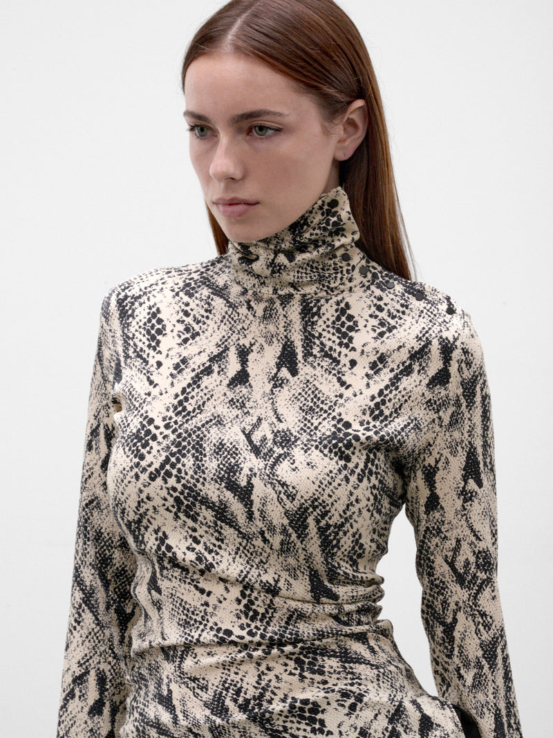 The Rattler Silk Snake Shirt (PPFW26TO01826-9975-BLACK-WHITE)