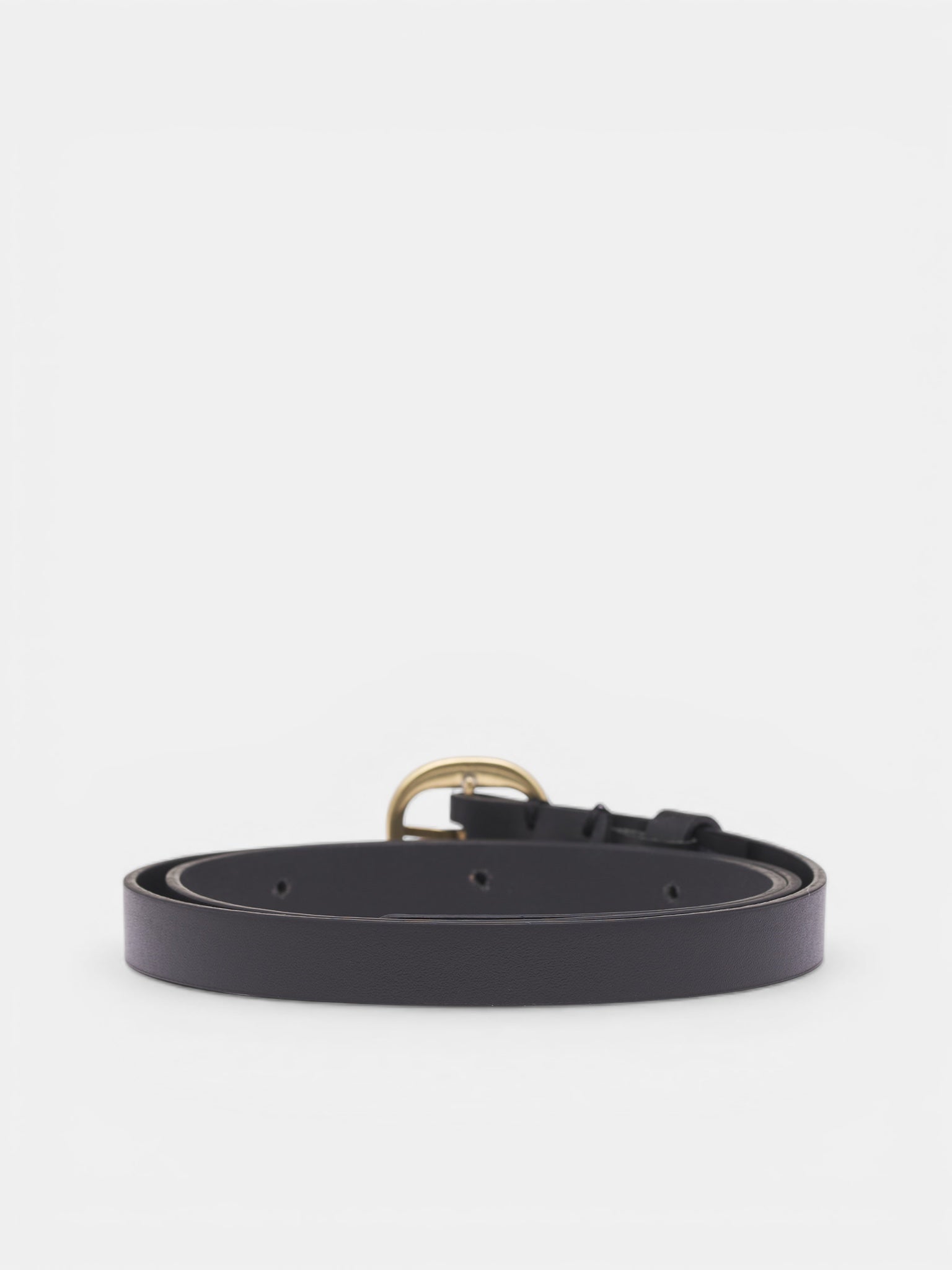 Black Leather Oval Buckle Belt (PPSS26BE01940-0015-BLACK)