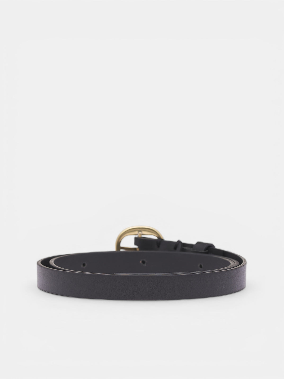 Black Leather Oval Buckle Belt (PPSS26BE01940-0015-BLACK)