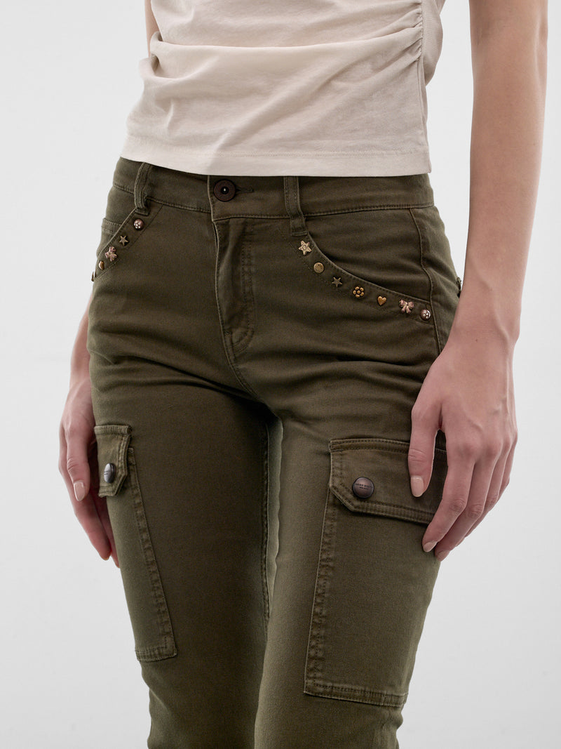 Army Green Flared Cargo Pants (6M2PJ10800-ARMY-GREEN)