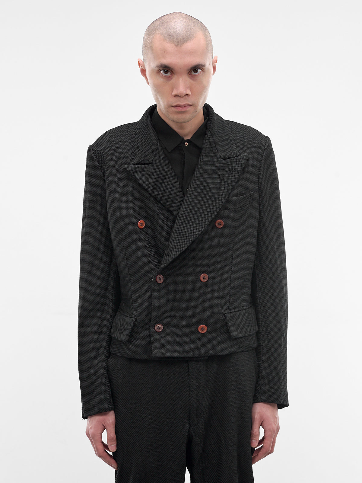 Black Double-Breasted Blazer (PQ-J044-S26-BLACK)