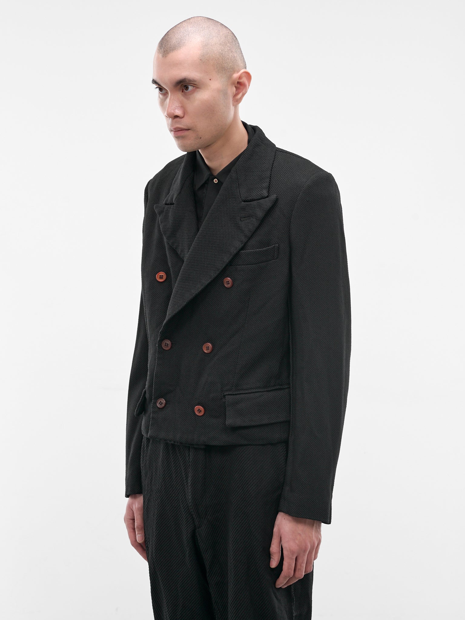 Black Double-Breasted Blazer (PQ-J044-S26-BLACK)