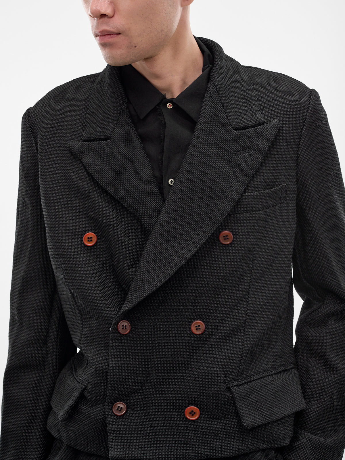 Black Double-Breasted Blazer (PQ-J044-S26-BLACK)