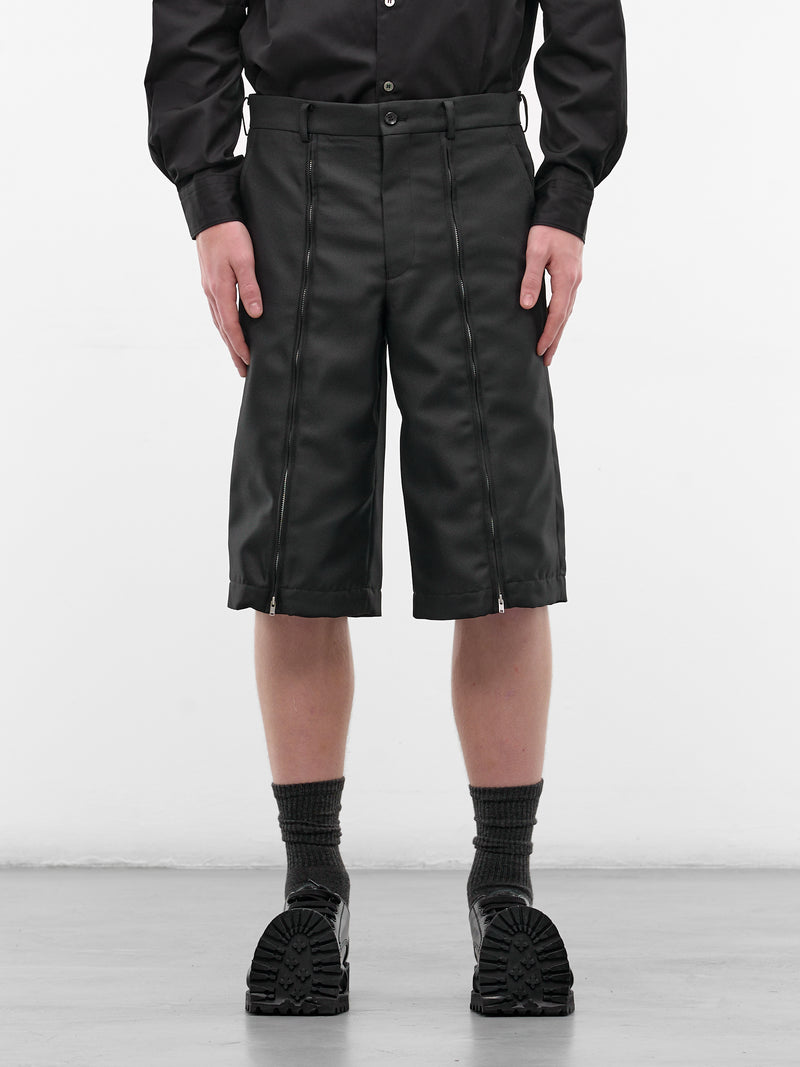 Black Tailored Zip Vent Shorts (PQ-P052-S26-BLACK)