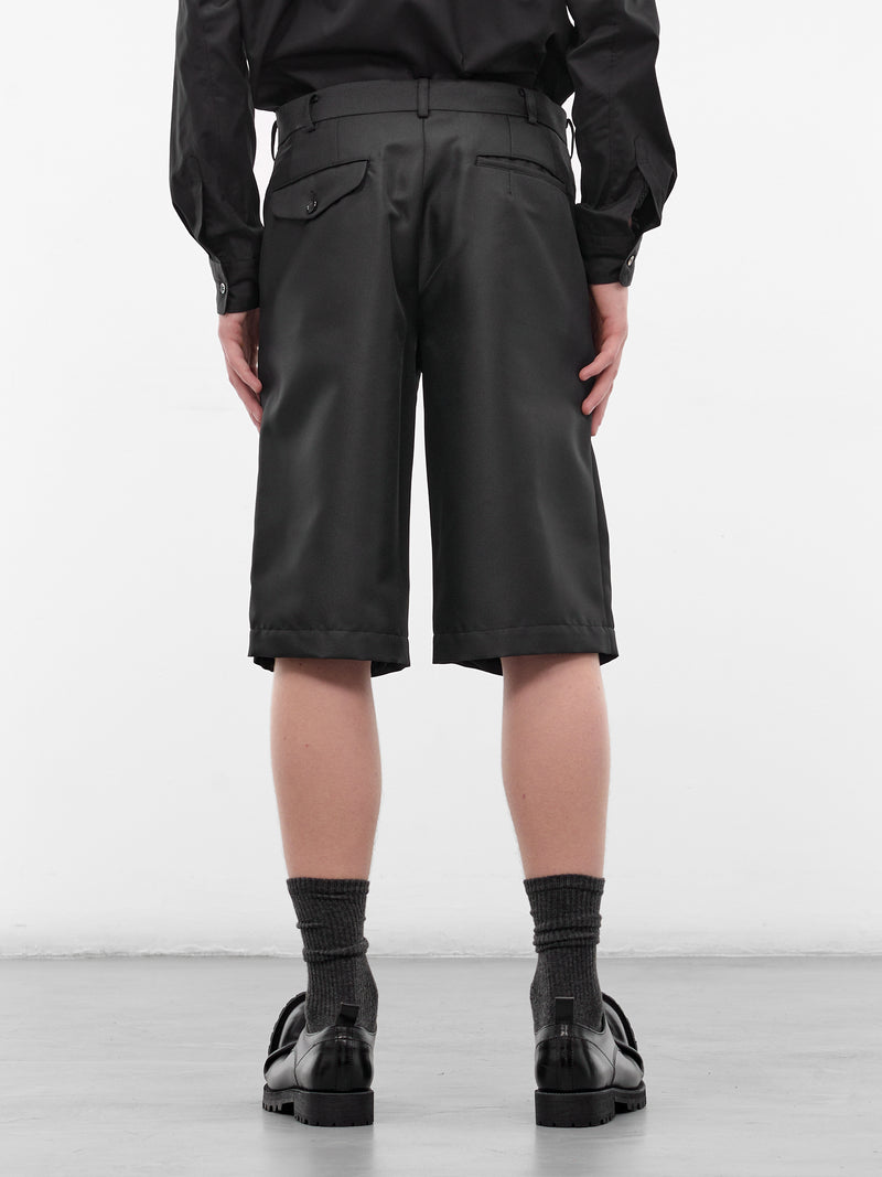 Black Tailored Zip Vent Shorts (PQ-P052-S26-BLACK)