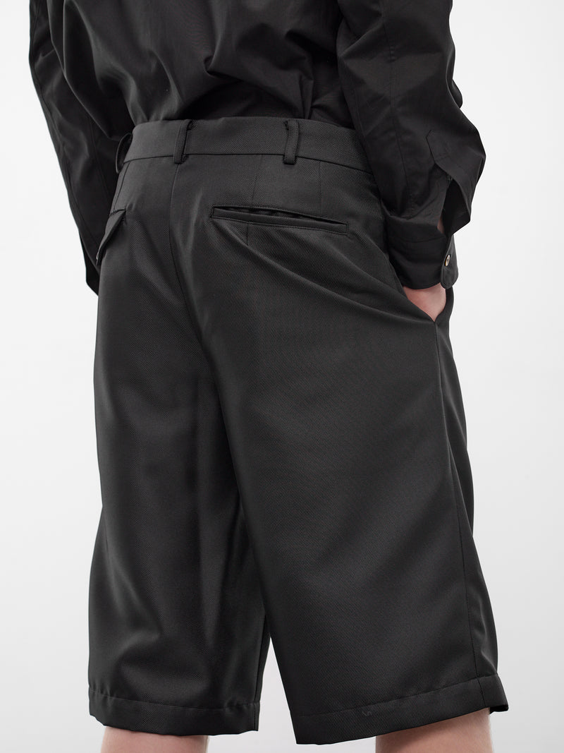 Black Tailored Zip Vent Shorts (PQ-P052-S26-BLACK)