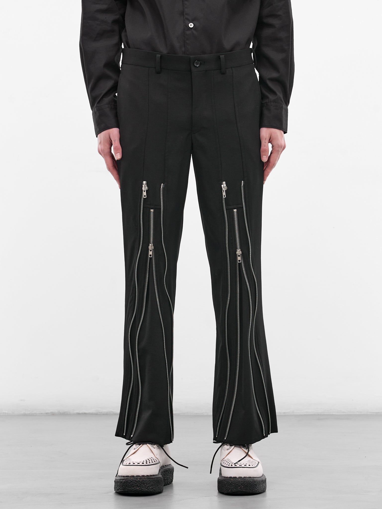 Black Zip Vent Flare Trousers (PQ-P054-S26-BLACK)