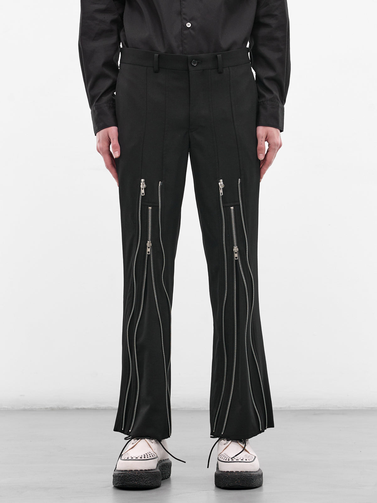 Black Zip Vent Flare Trousers (PQ-P054-S26-BLACK)