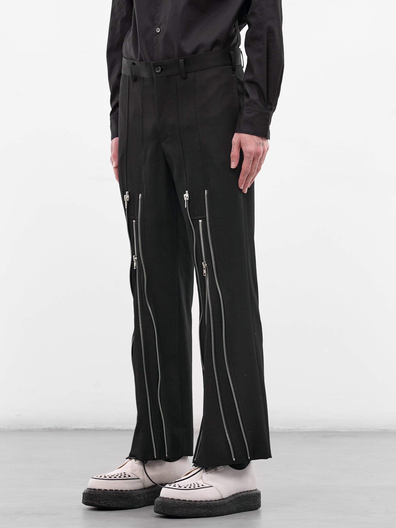 Black Zip Vent Flare Trousers (PQ-P054-S26-BLACK)