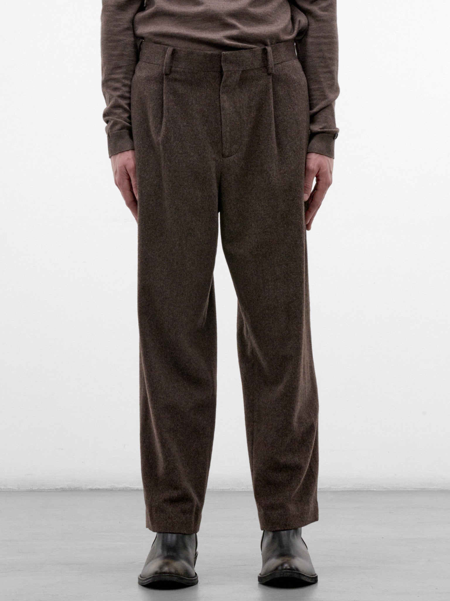 Brown Cashmere Twill Trousers (PRAGLW0400-BROWN)