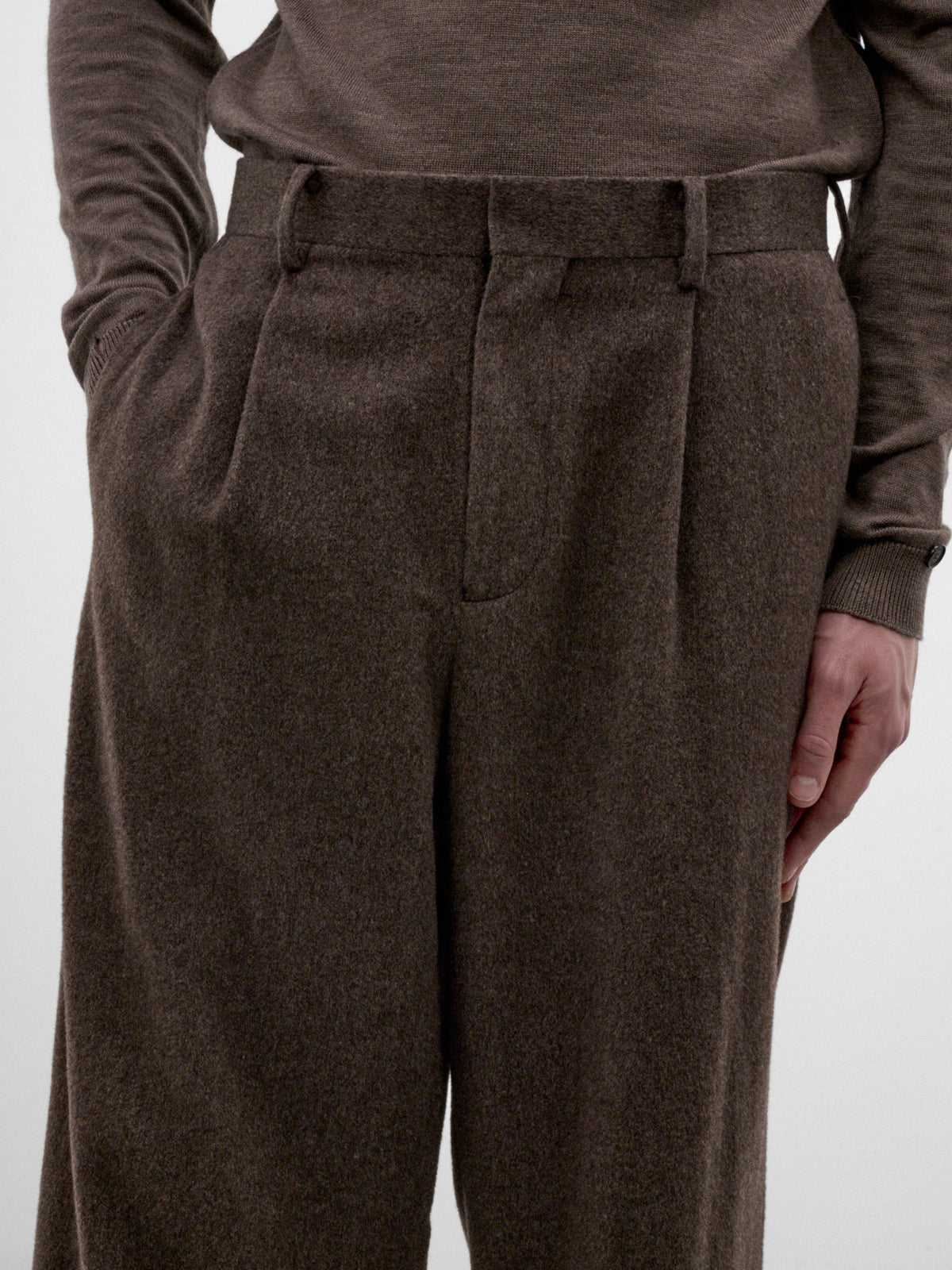 Brown Cashmere Twill Trousers (PRAGLW0400-BROWN)