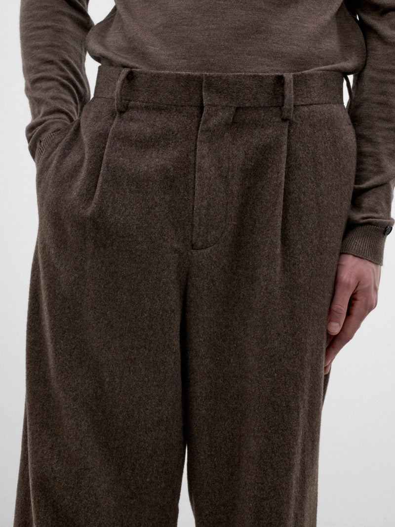 Brown Cashmere Twill Trousers (PRAGLW0400-BROWN)
