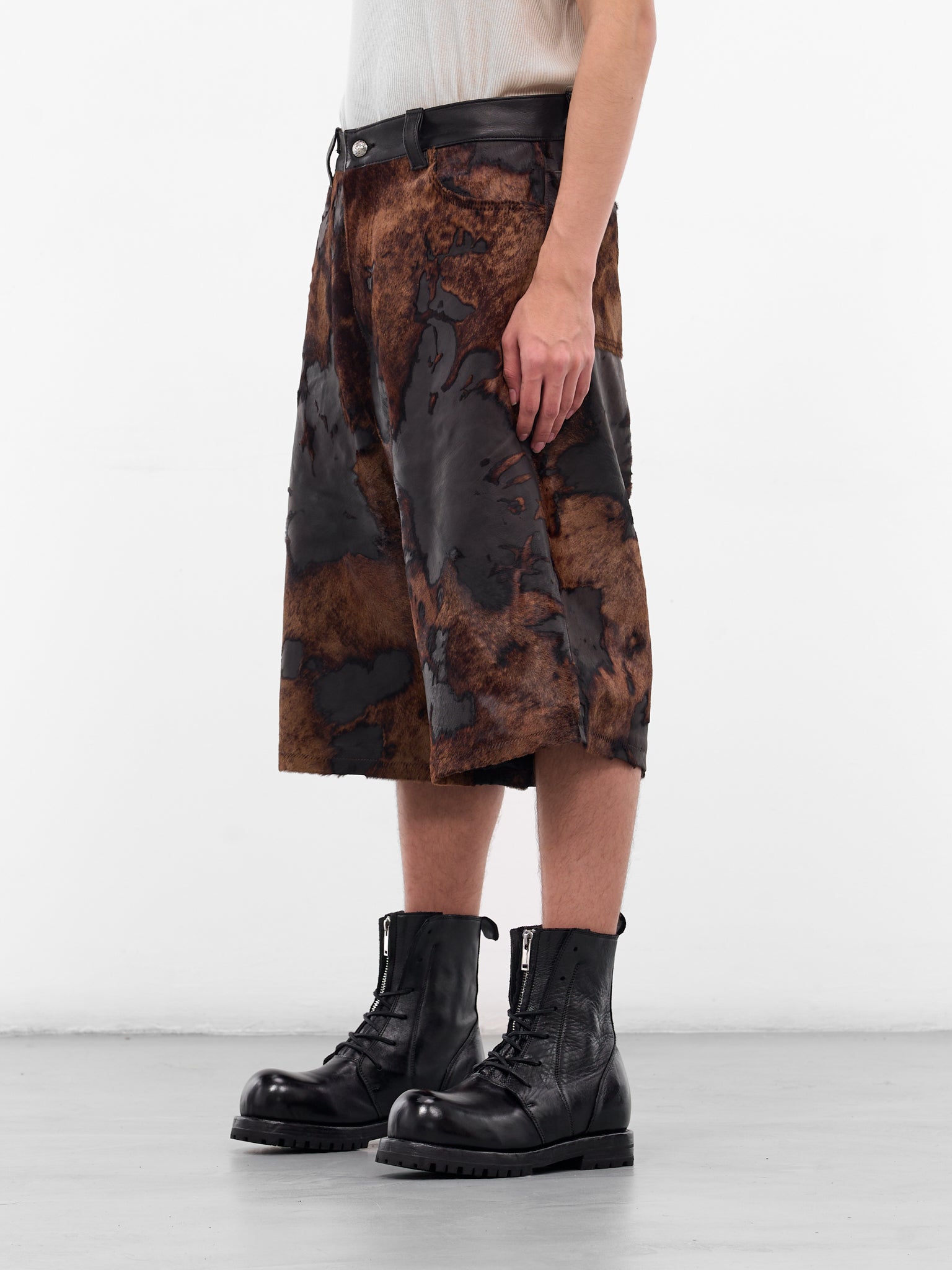 Brown Predator Leather Shorts (PREDATOR-COW-HYDE-BROWN)
