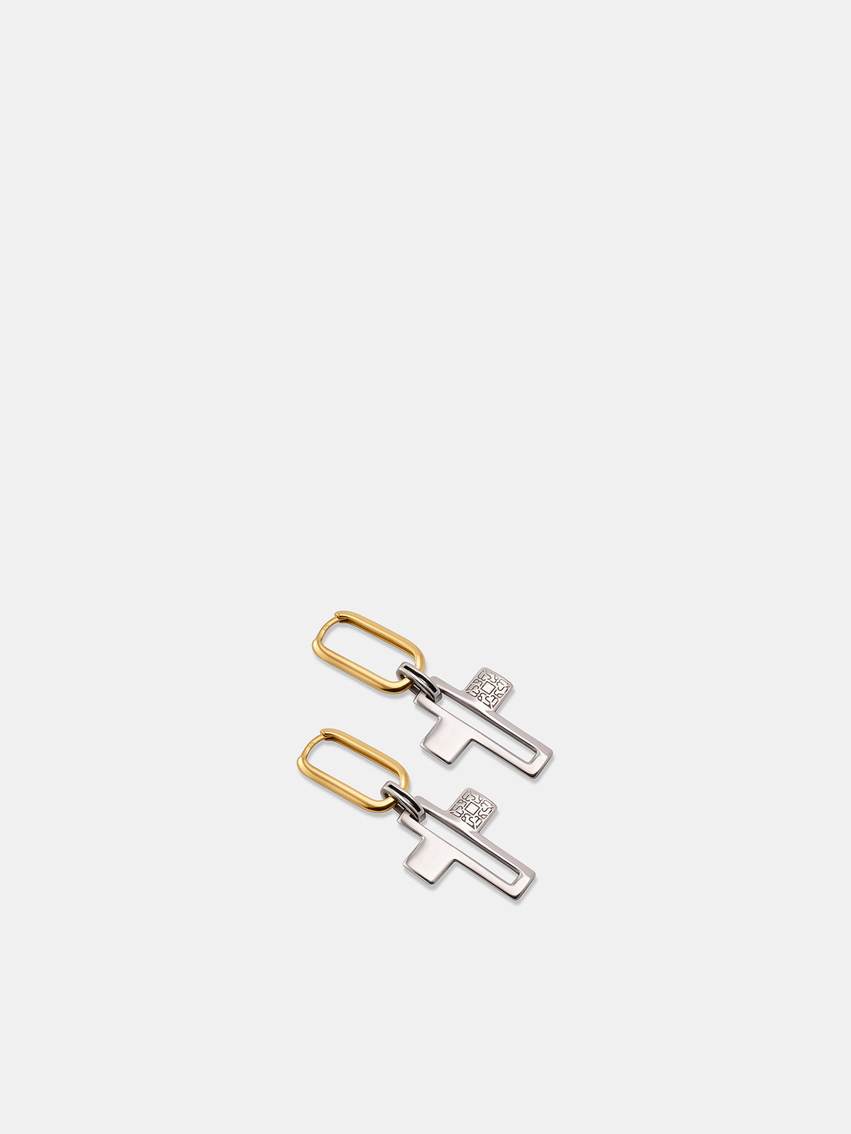 9K Gold & Silver Prism Earrings (PRISM-TWO-TONE-YELLOW-GOLD-925)