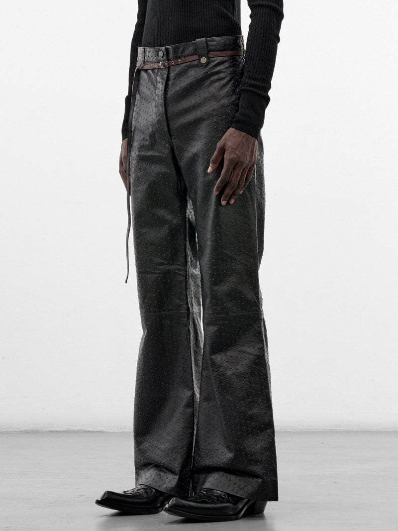 Black Sheep Leather Flared Trousers (PT-006-A-BLACK-OSTRICH)