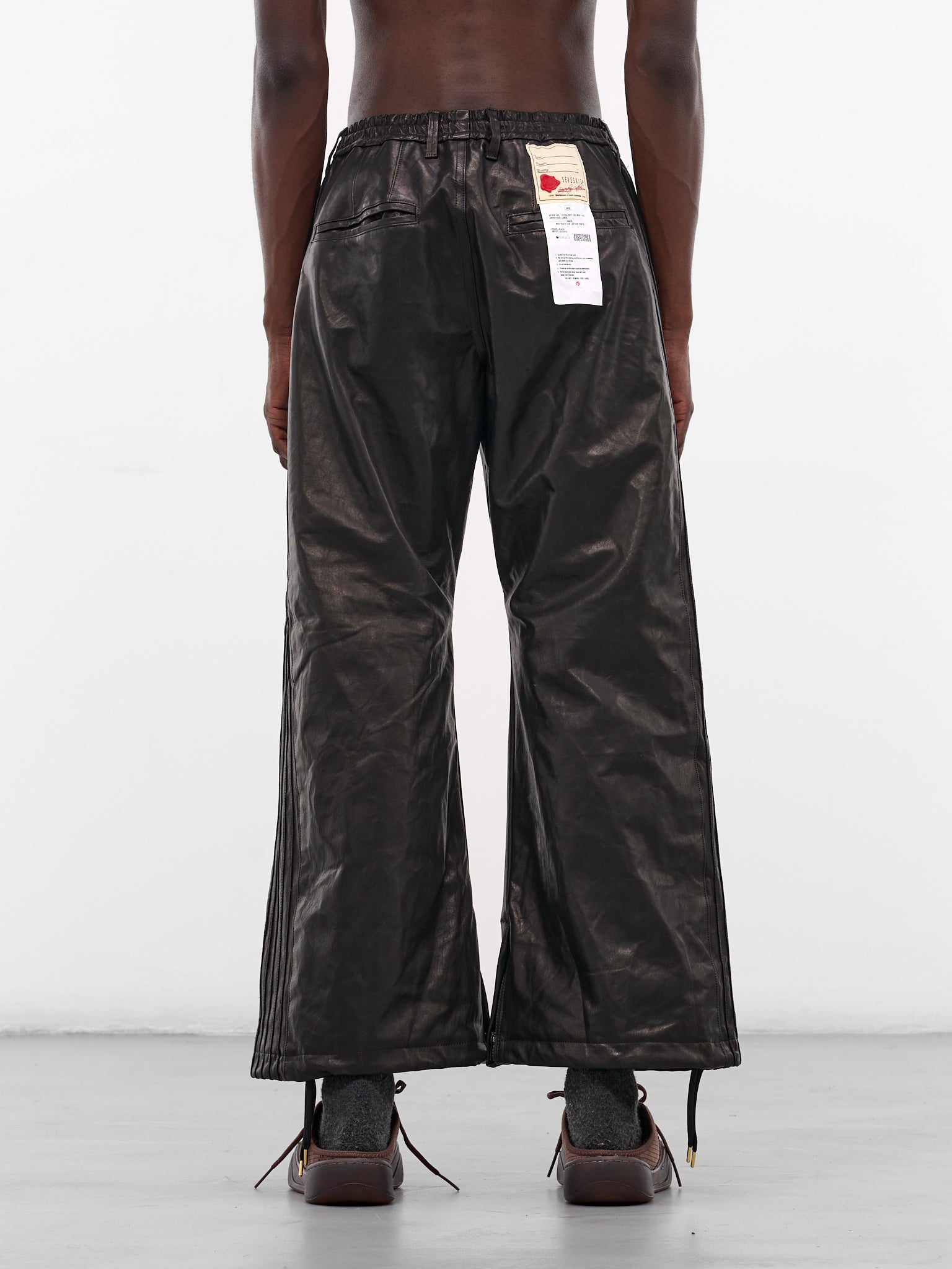Black Leather Baggy Track Pants (PT-SV-NGA-1001-BLACK)
