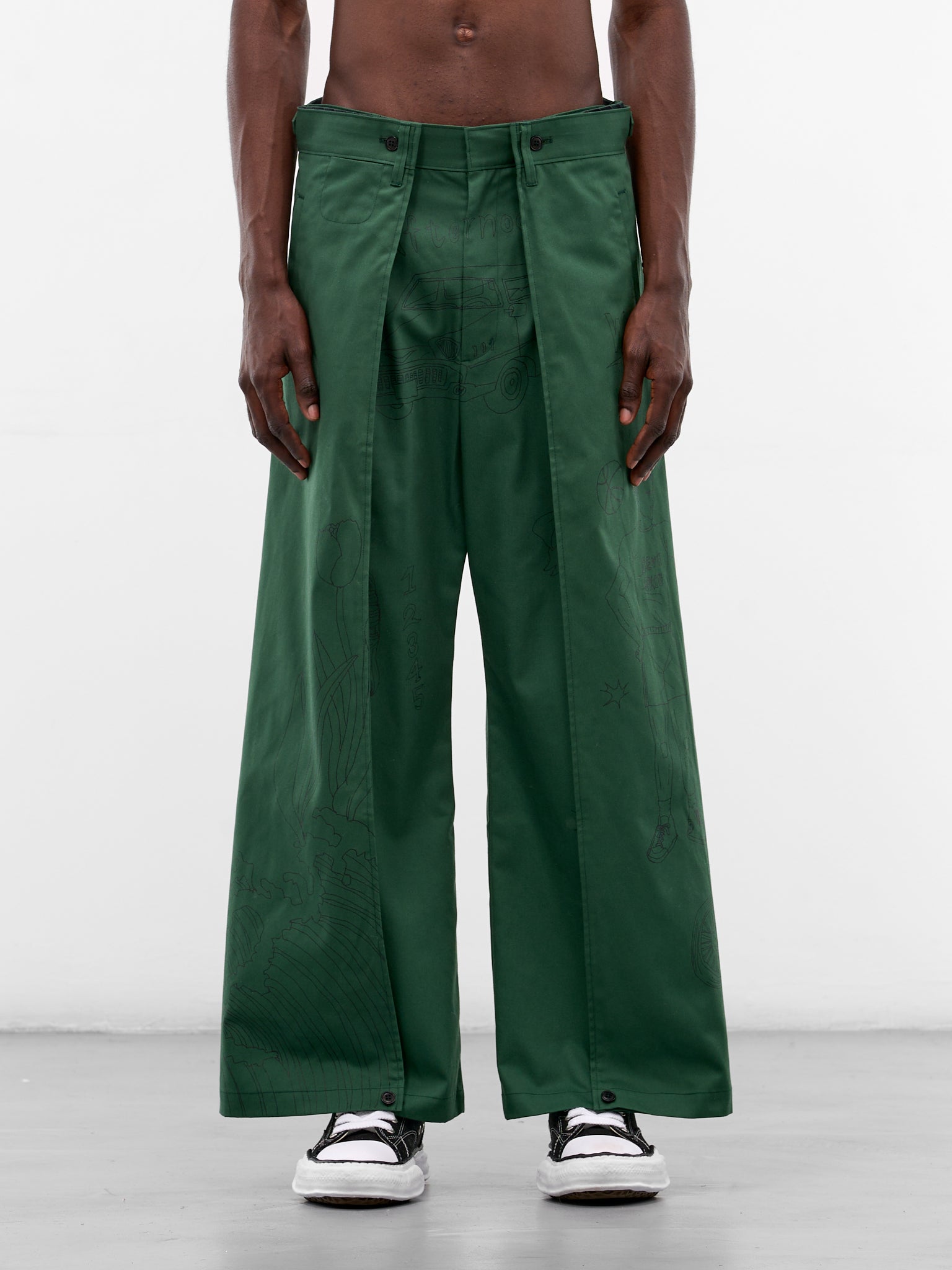 Green Doodle Shift Wrap Pants (PT-SV-NGA-1011-GREEN)