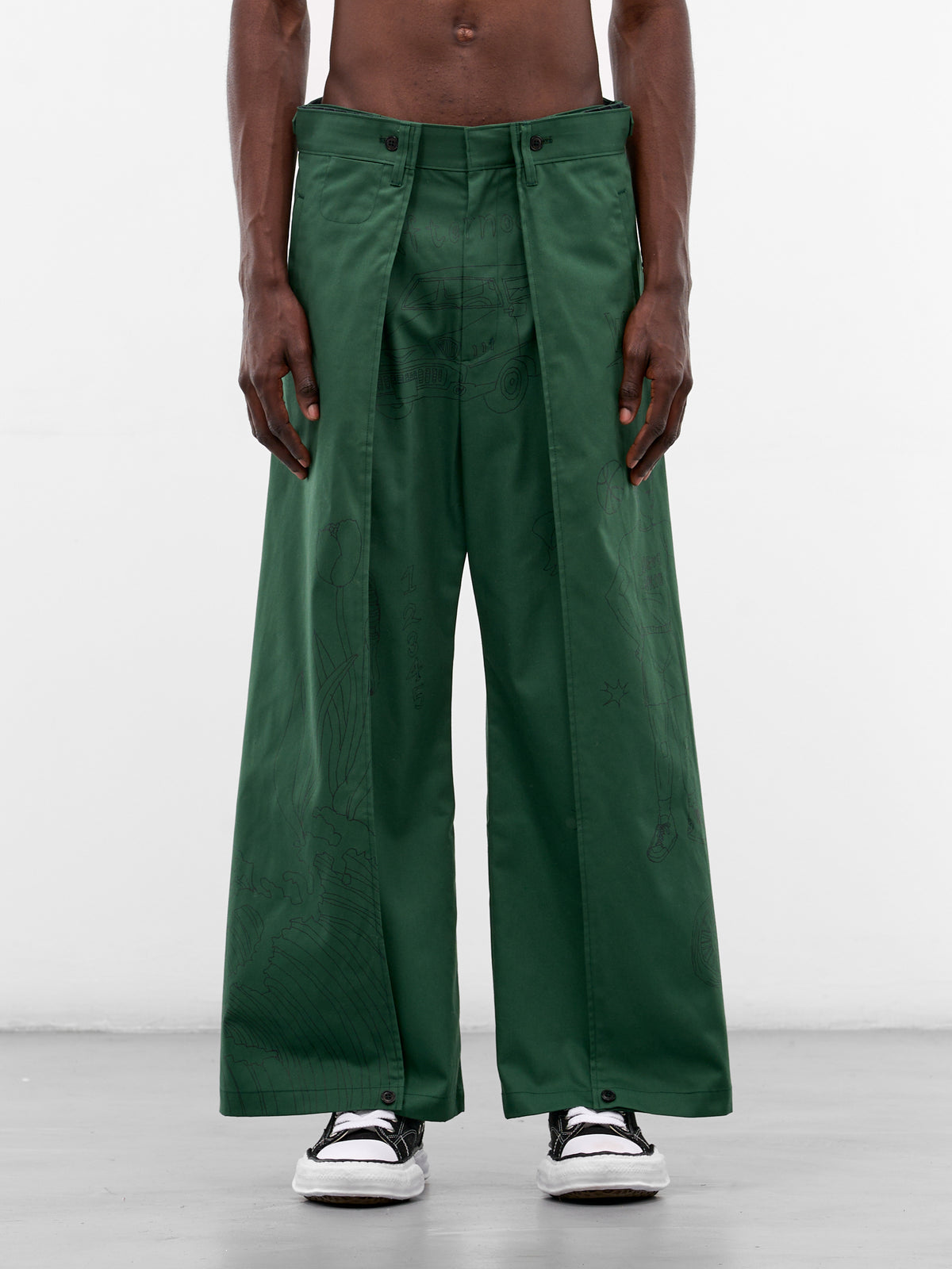 Green Doodle Shift Wrap Pants (PT-SV-NGA-1011-GREEN)