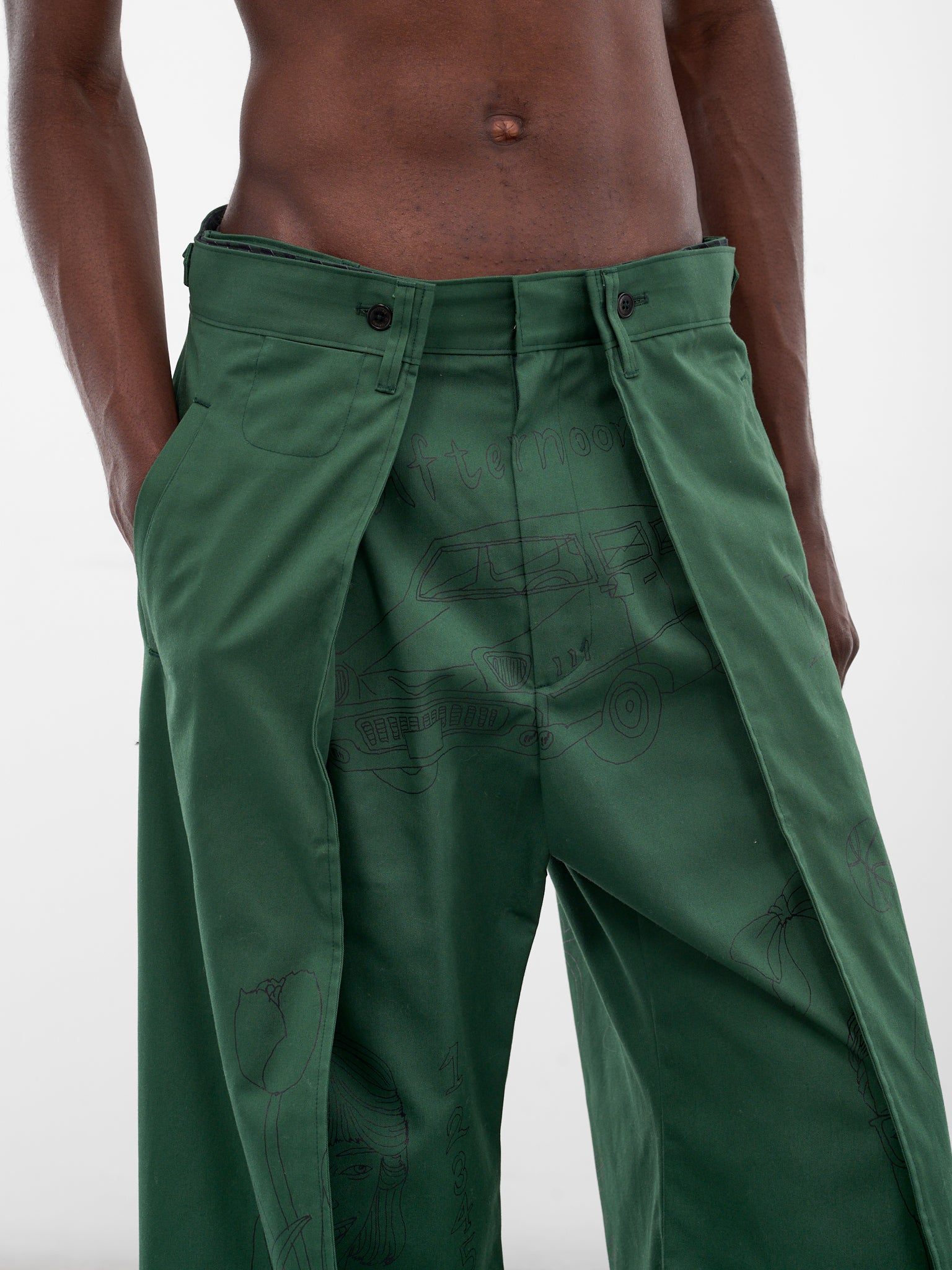 Green Doodle Shift Wrap Pants (PT-SV-NGA-1011-GREEN)