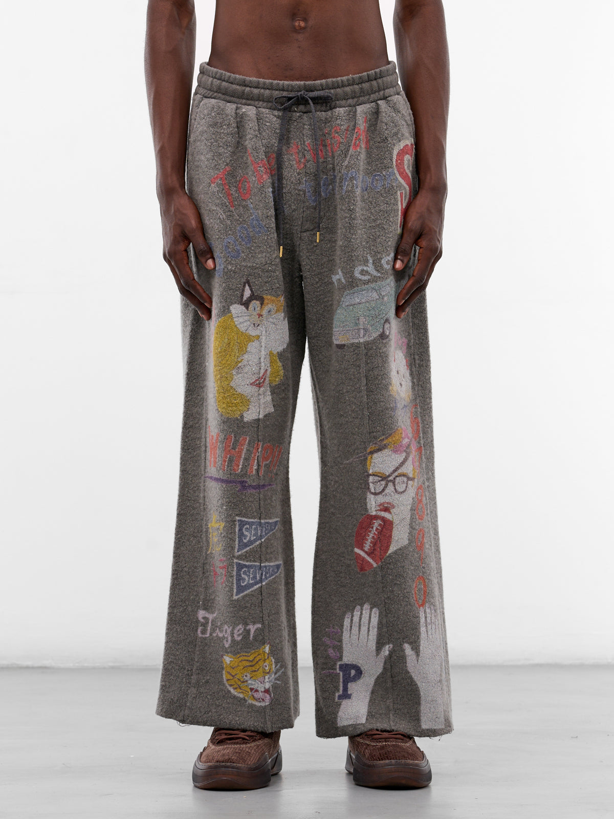 Black Graffiti Print Wool Sweatpants (PT-SV-NGA-1012-BLACK)