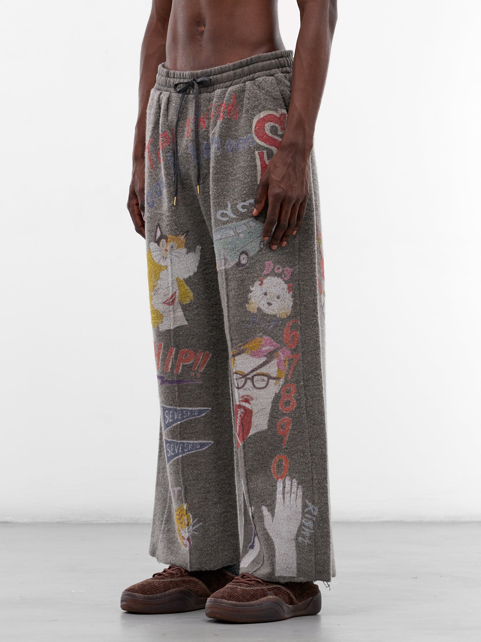 Black Graffiti Print Wool Sweatpants (PT-SV-NGA-1012-BLACK)
