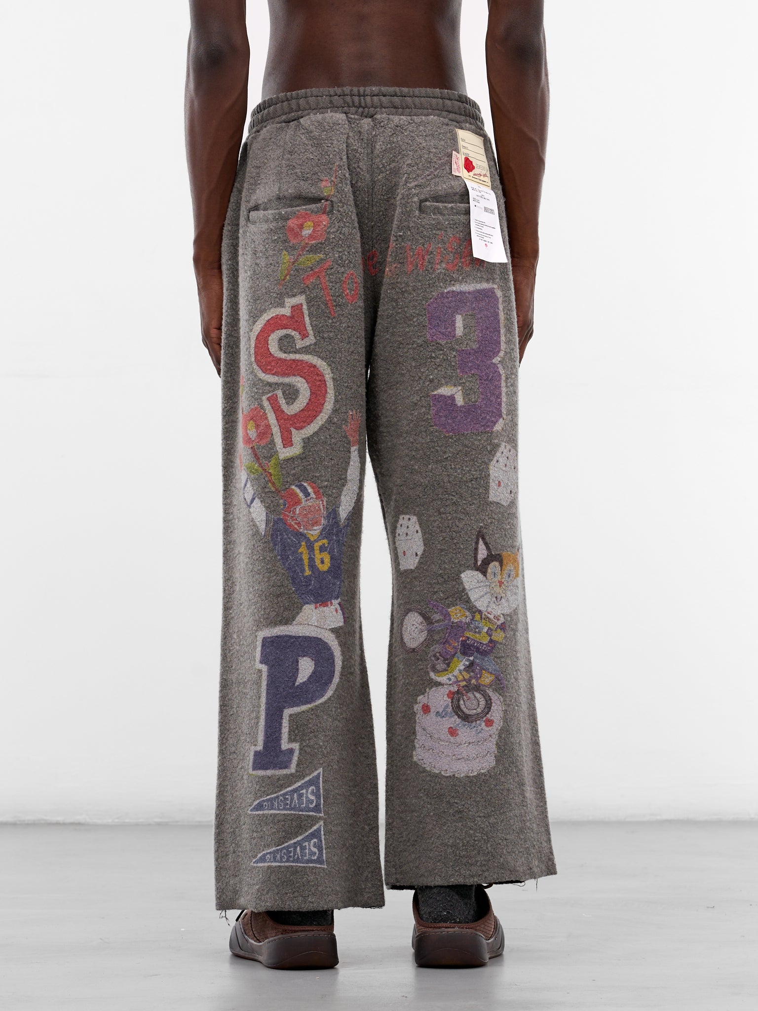 Black Graffiti Print Wool Sweatpants (PT-SV-NGA-1012-BLACK)