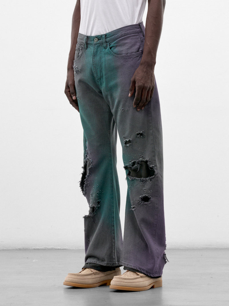 Black Halation Flare Denim Jeans (PT-SV-NRA-1003-BLACK)