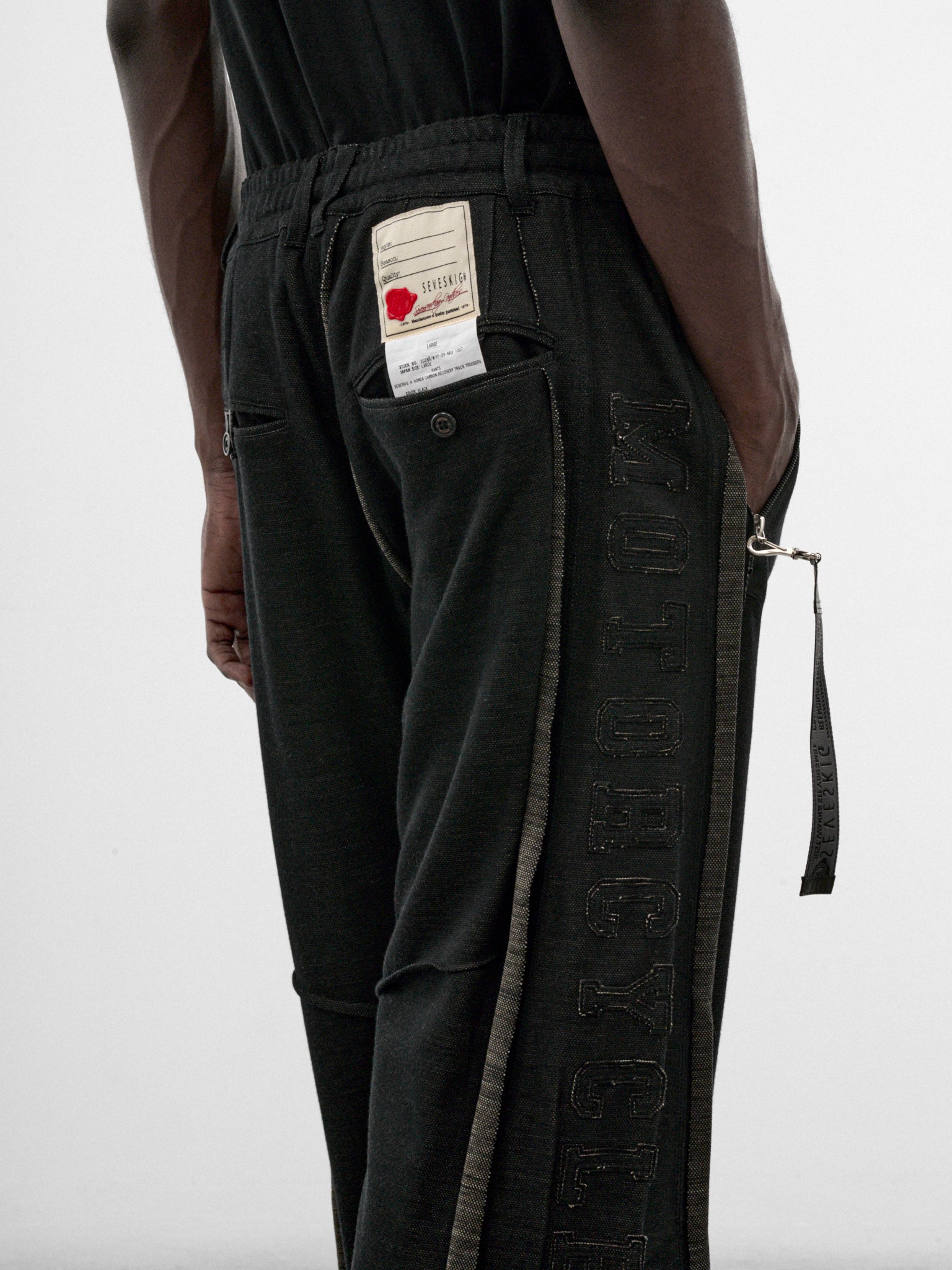 Black Deconstructed Honda Track Pants (PT-SV-NRA-1007 -BLACK)