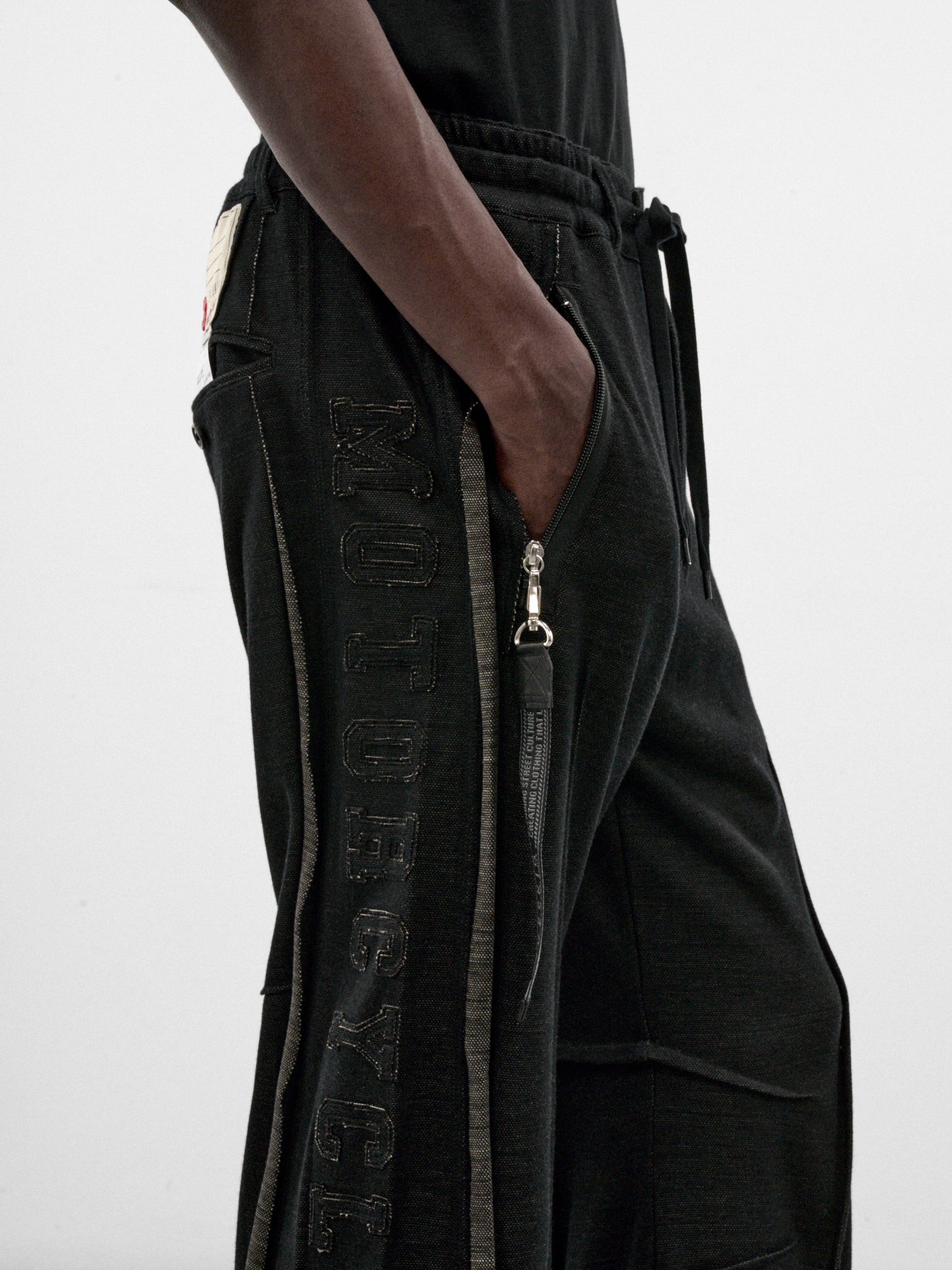 Black Deconstructed Honda Track Pants (PT-SV-NRA-1007 -BLACK)