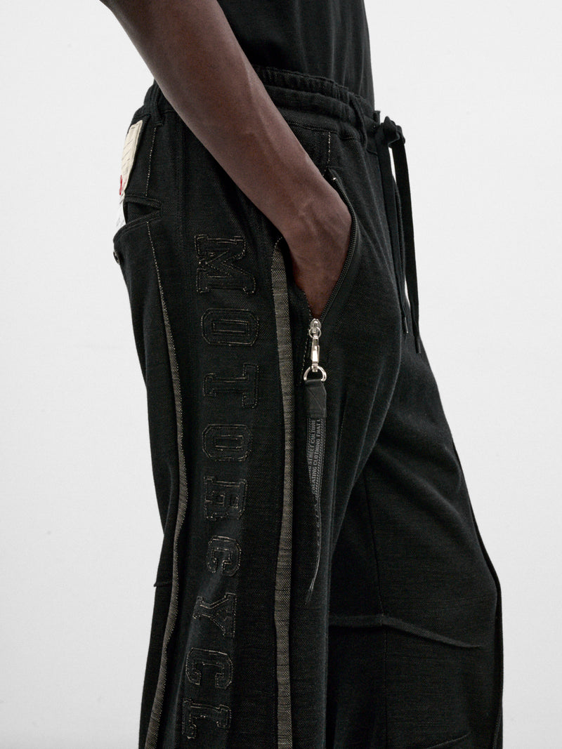 Black Deconstructed Honda Track Pants (PT-SV-NRA-1007 -BLACK)