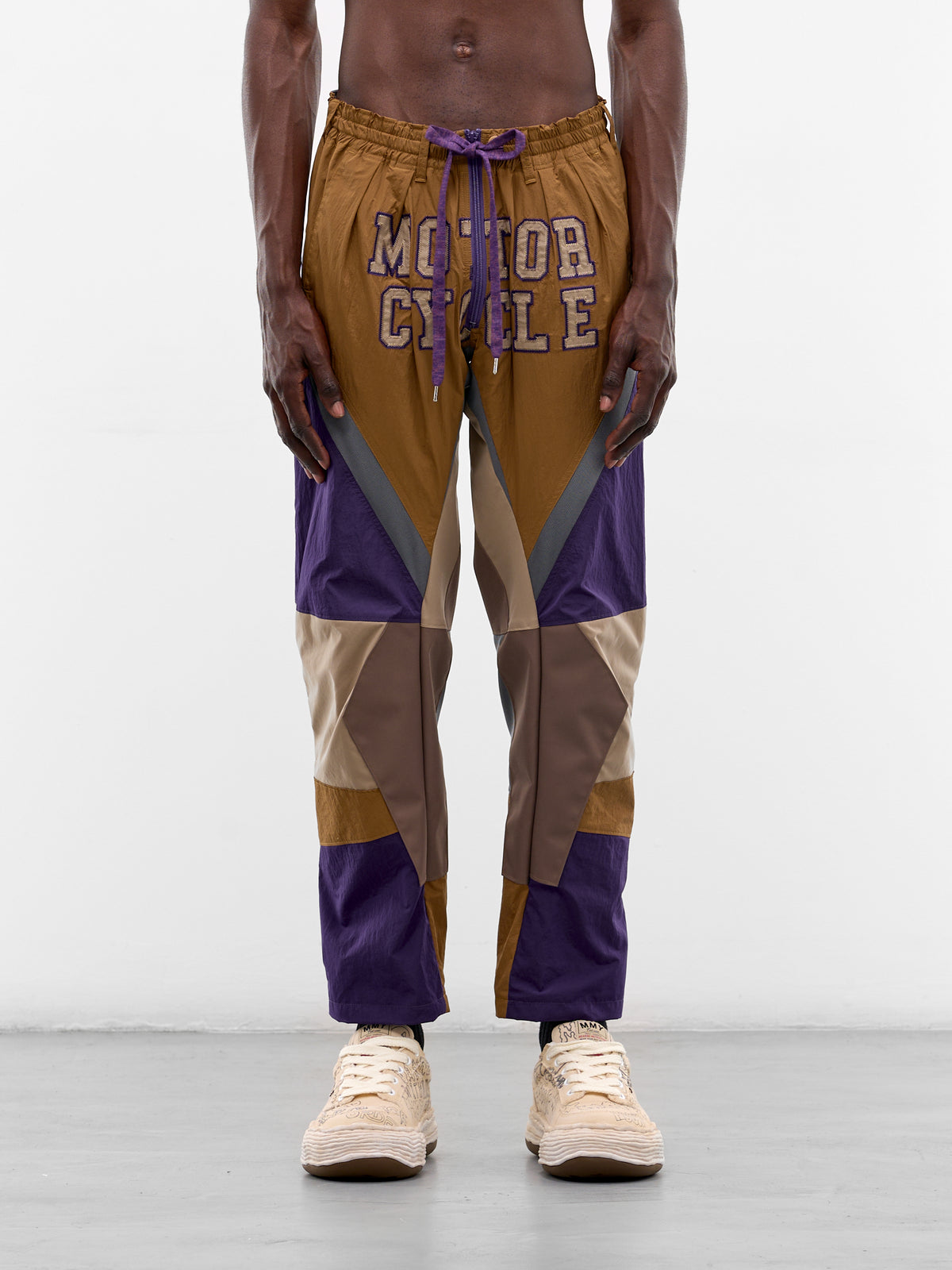 Tonal Paneled Motorcycle Motard Pants (PT-SV-NRS-1004-BEIGE)