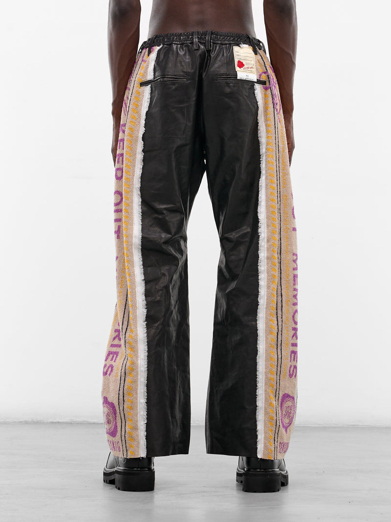 Black Leather Towel Track Pants (PT-SV-NRS-1005-BLACK)