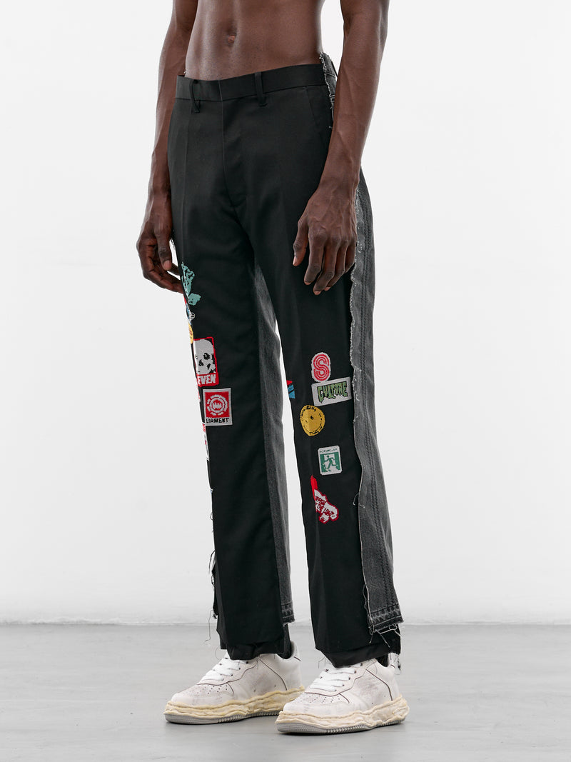 Deconstructed Suiting Denim Graphic Pants (PT-SV-NRS-1006-BLACK)