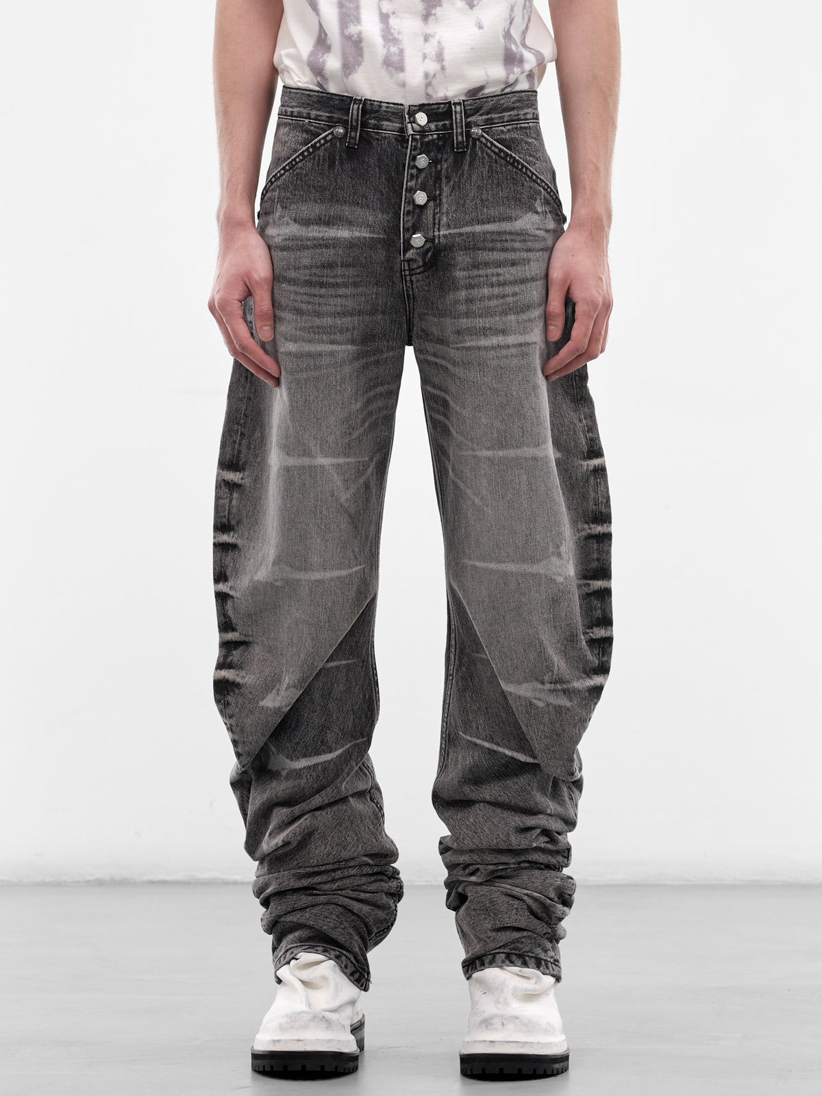 Black Laser Washed Parkour Jeans (PT0102-BLACK-SS26)