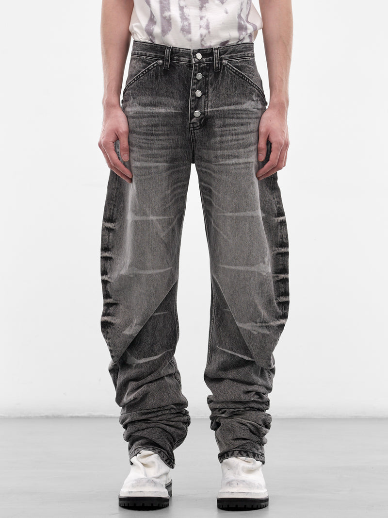 Black Laser Washed Parkour Jeans (PT0102-BLACK-SS26)