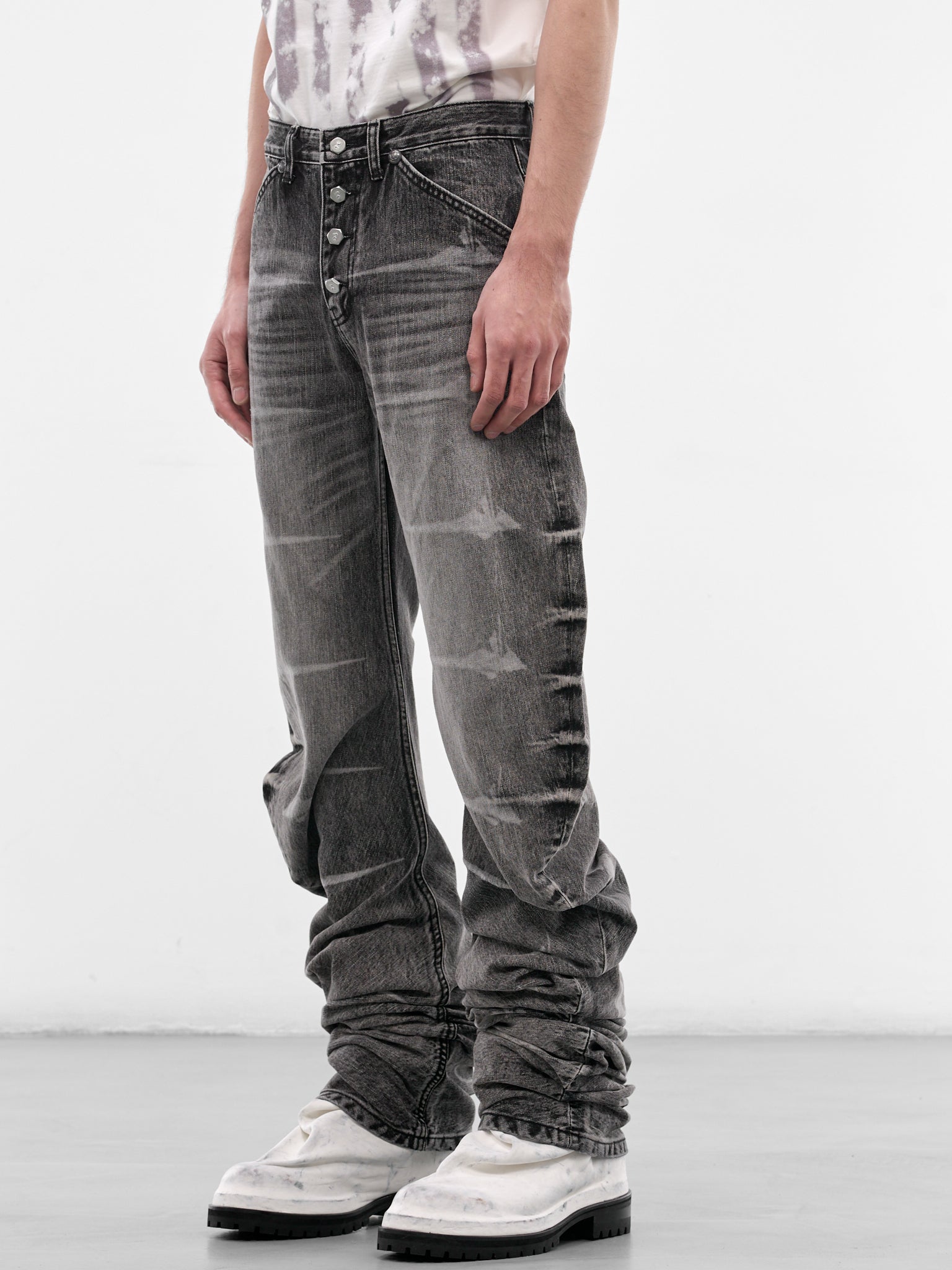 Black Laser Washed Parkour Jeans (PT0102-BLACK-SS26)