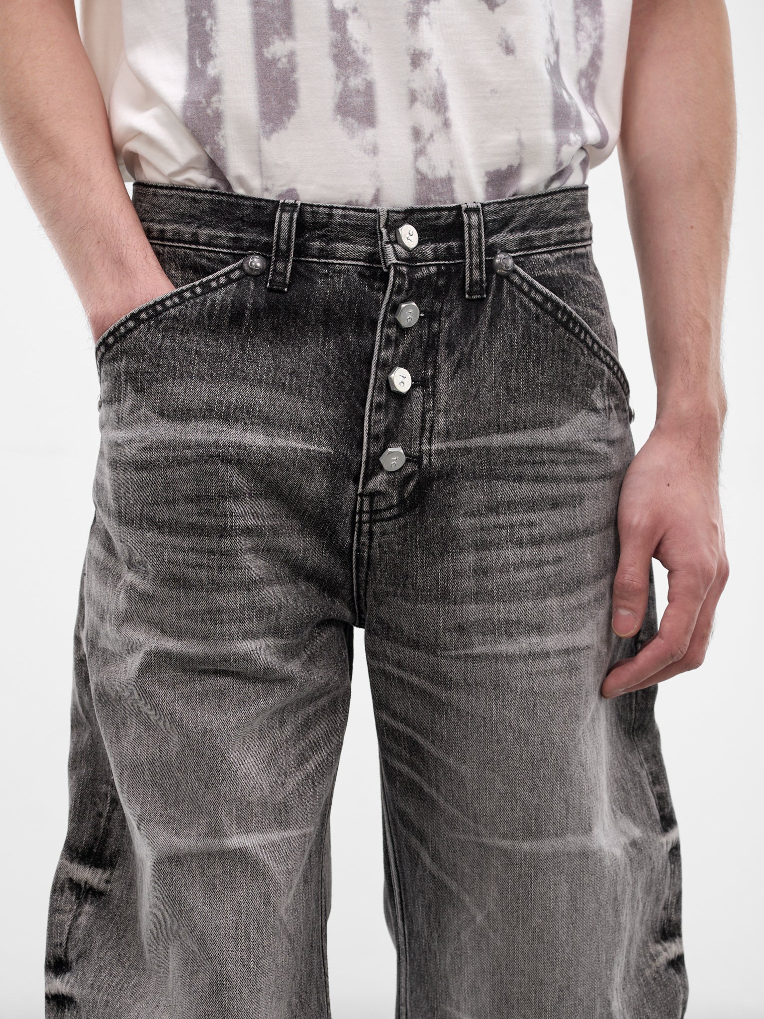 Black Laser Washed Parkour Jeans (PT0102-BLACK-SS26)