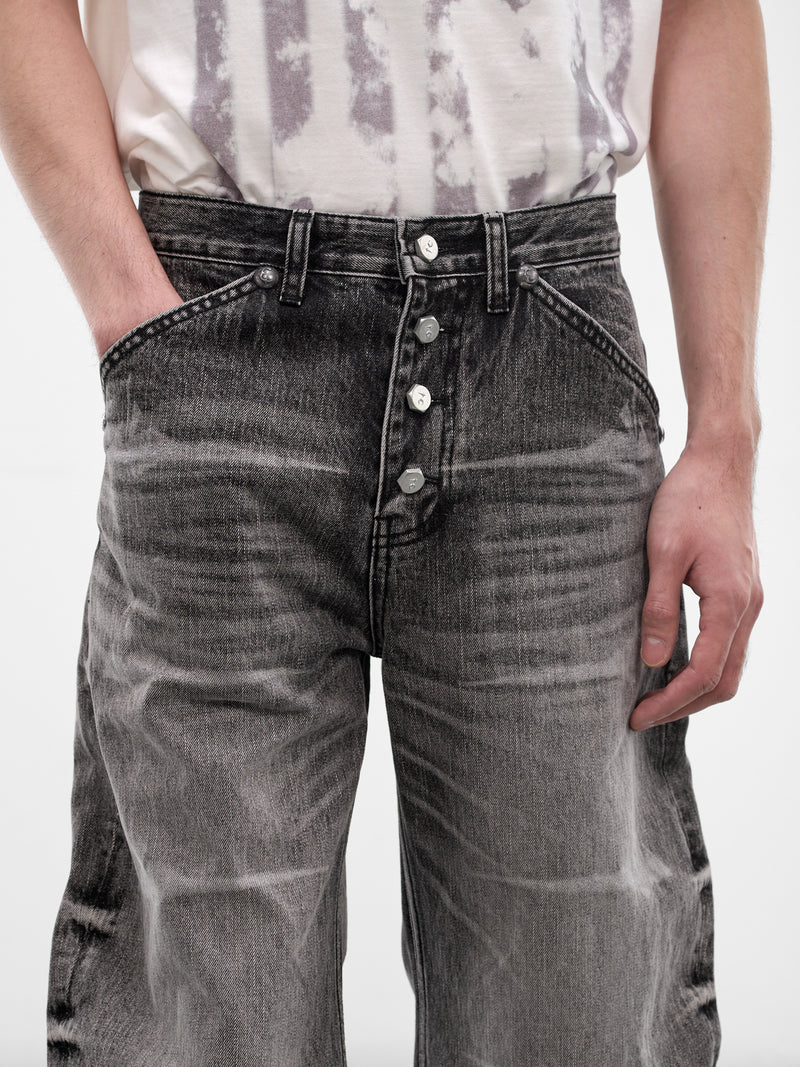 Black Laser Washed Parkour Jeans (PT0102-BLACK-SS26)