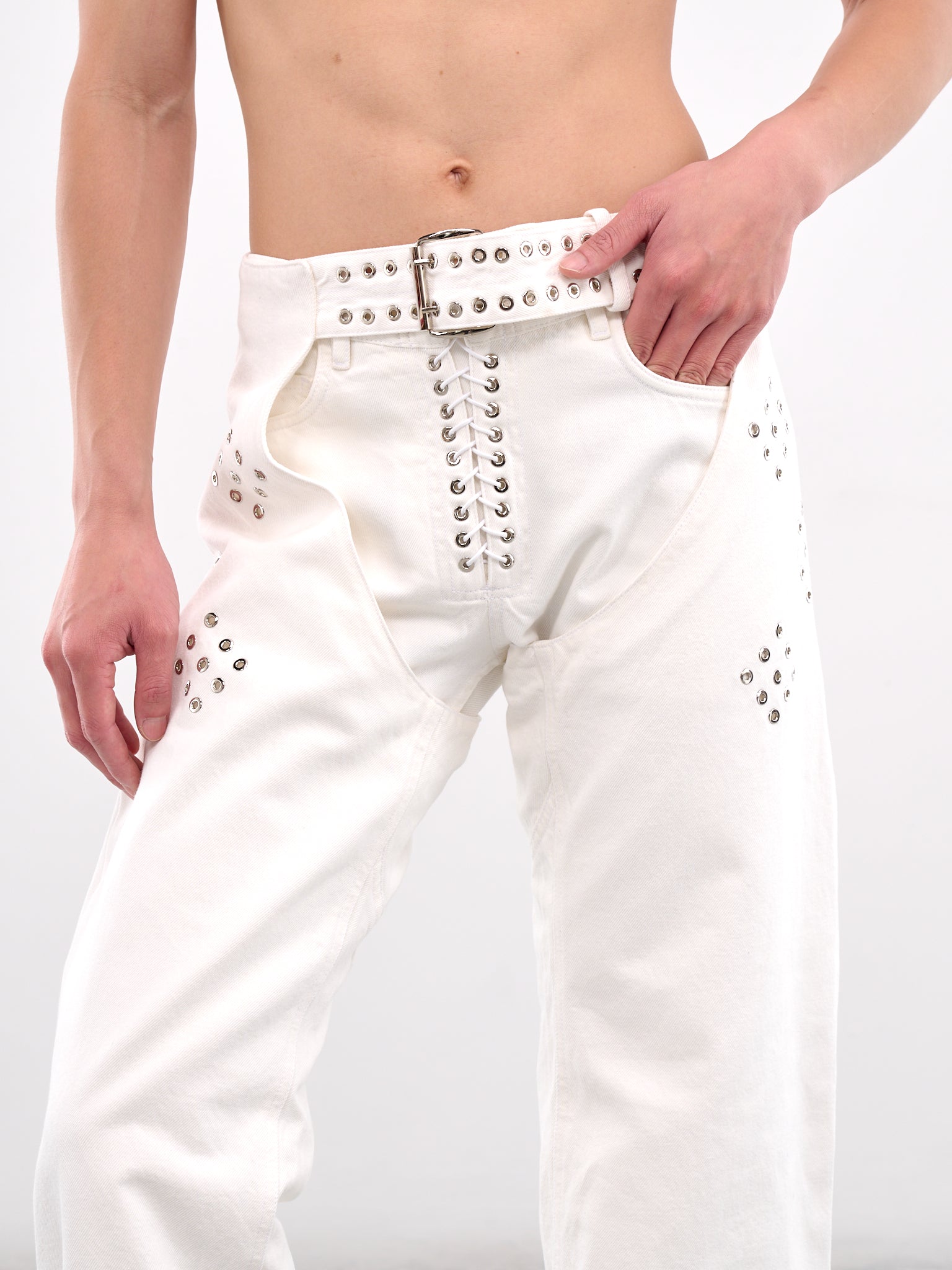 Chaps Pants (PT018-M-DEN-WHITE)