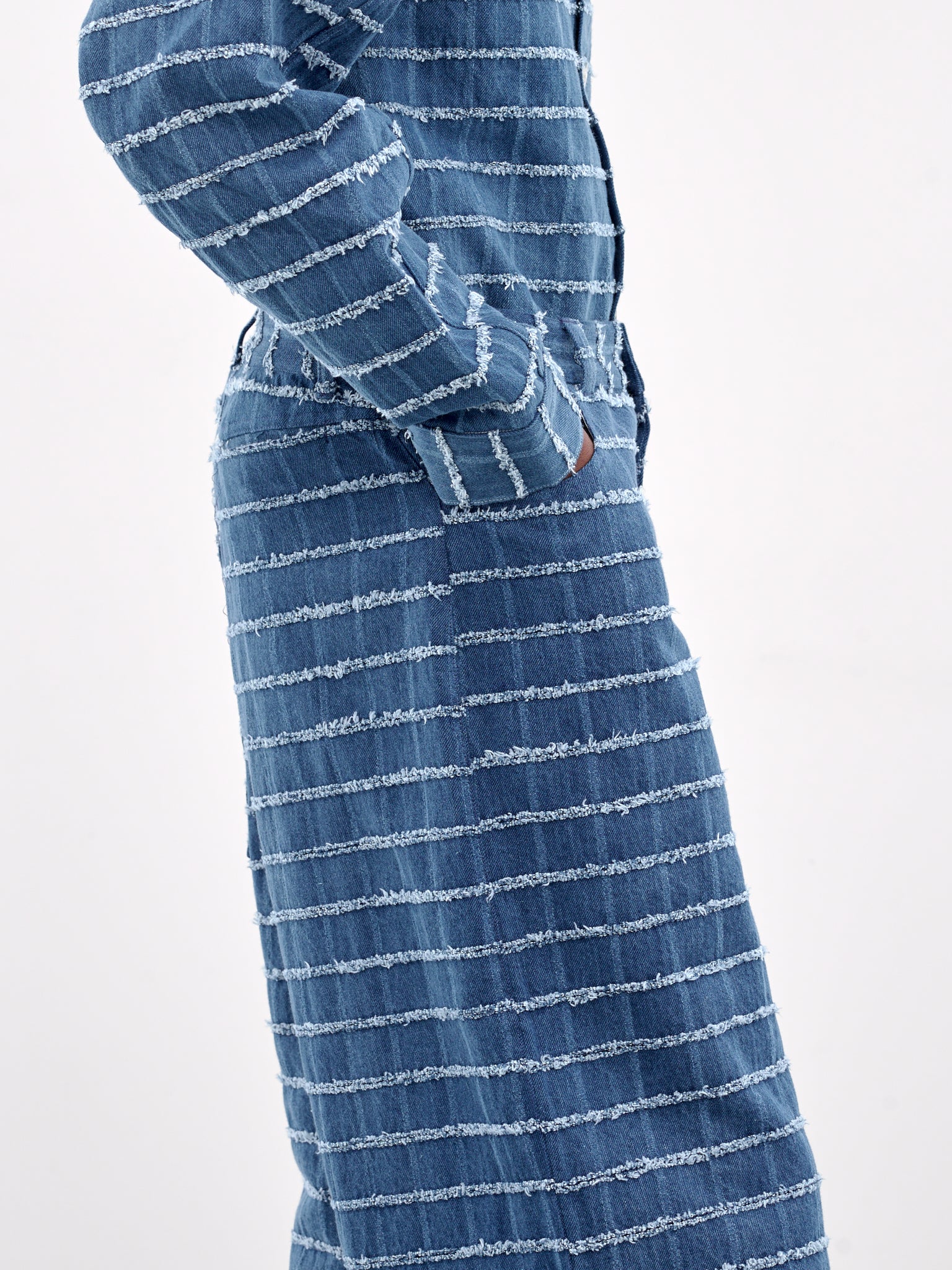 Frayed Stripe Jeans (PT020-BLUE)