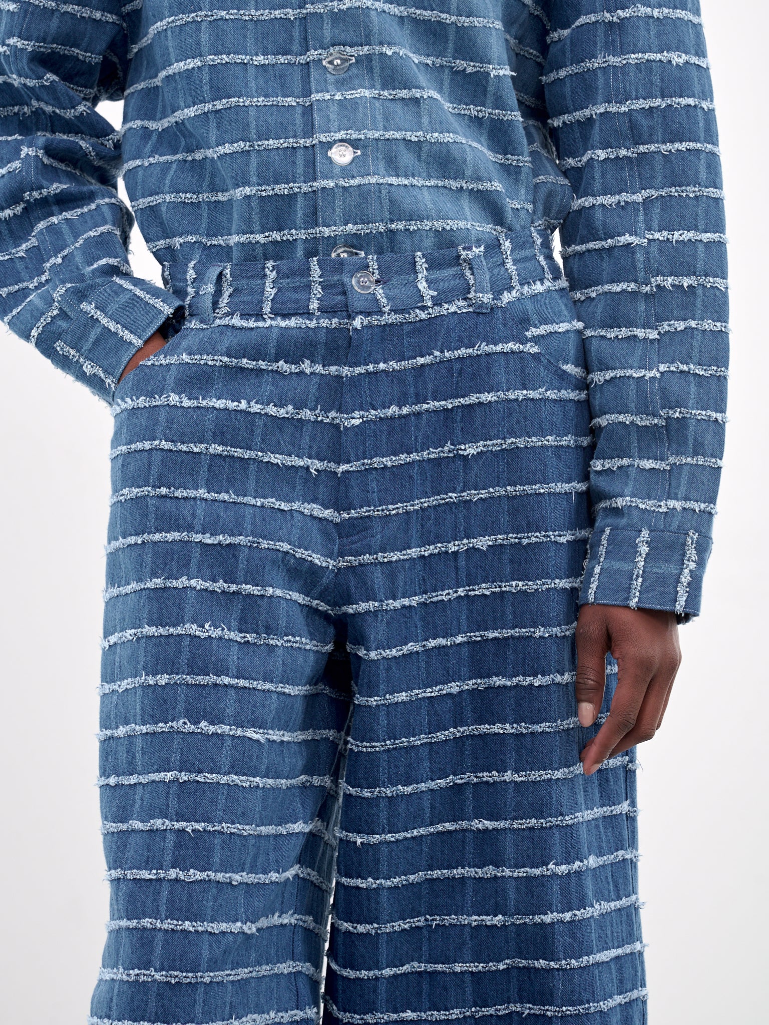 Frayed Stripe Jeans (PT020-BLUE)